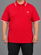 FP — Oversized Red Polo With Double White Tipping