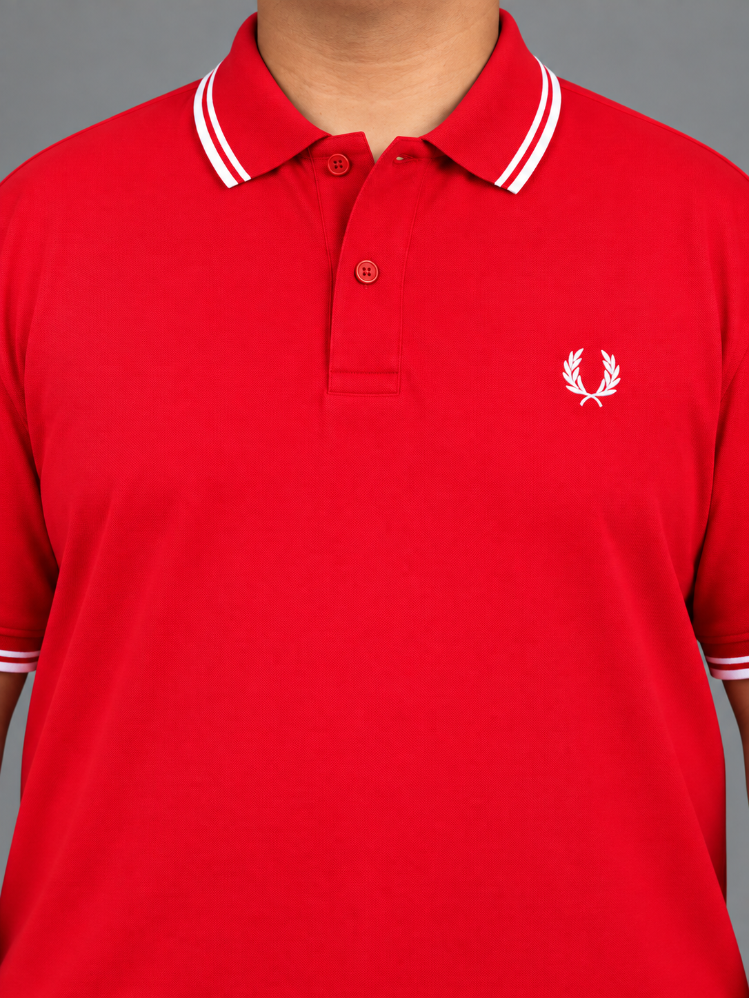 Oversized Red Polo With Double White Tipping - view 4