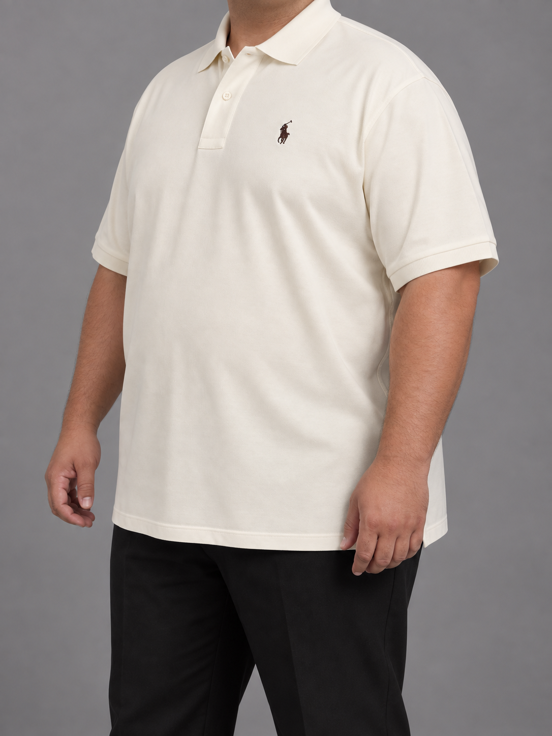 Oversized Warm-Ivory Polo With Dark-Brown Rider Embroidery - view 2