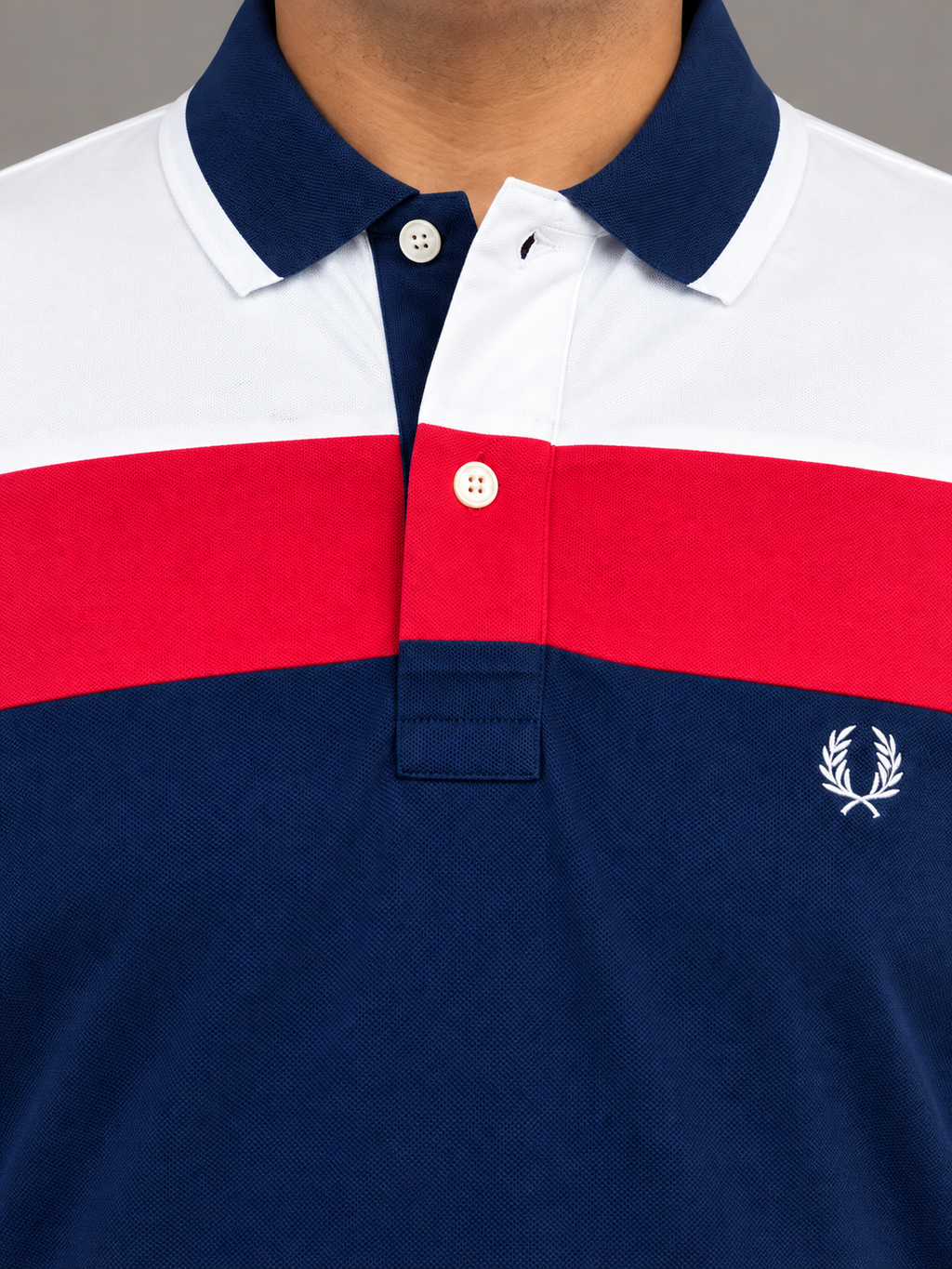 Oversized White, Red And Navy Colour-Block Polo - view 4