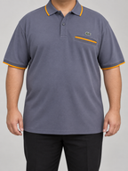 LCST — Plus-Size Slate-Grey Pocket Polo With Orange Trim