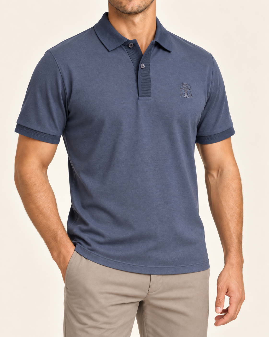 Blue Rib Trim Crest Polo - view 2