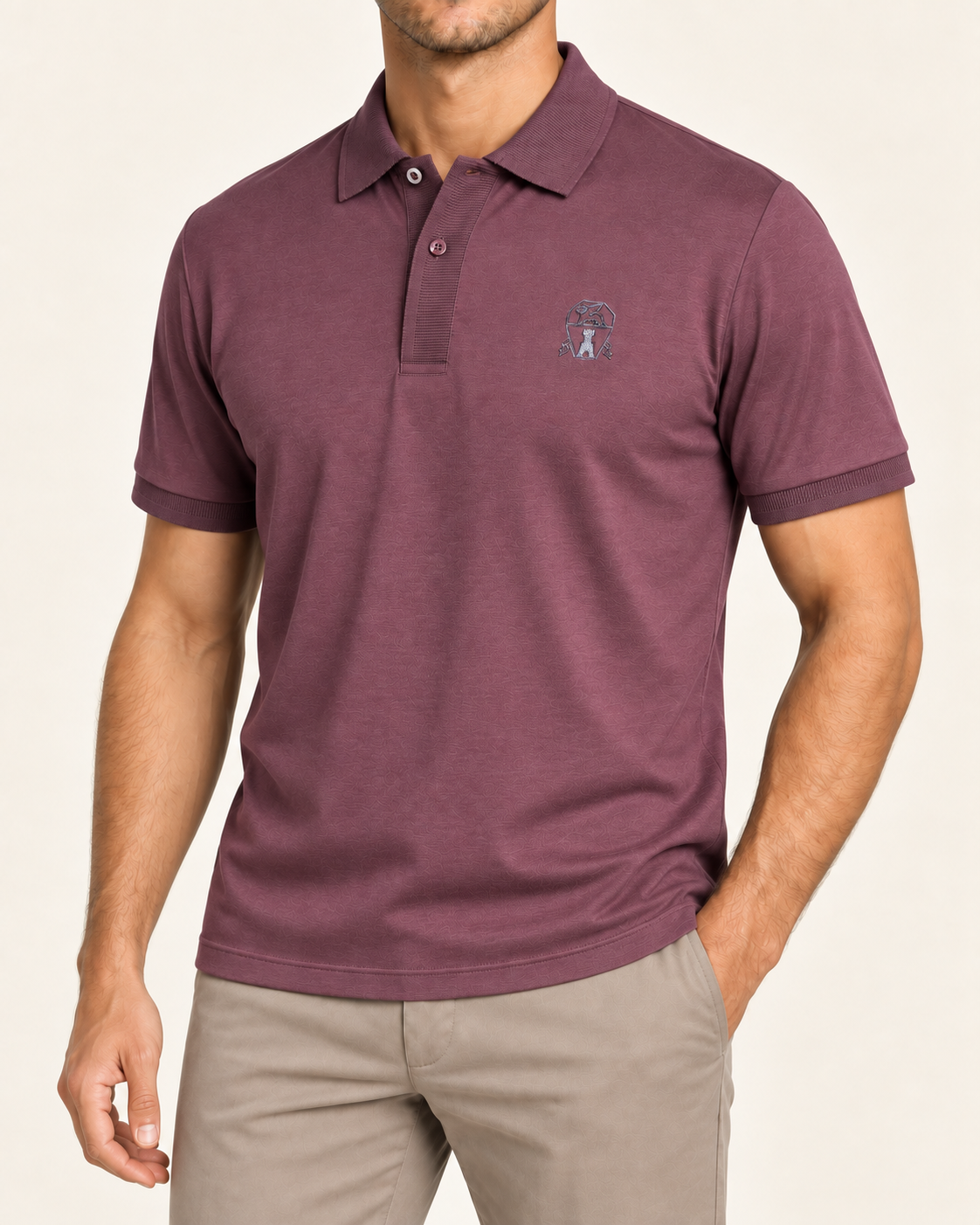 Maroon Rib Trim Crest Polo - view 2