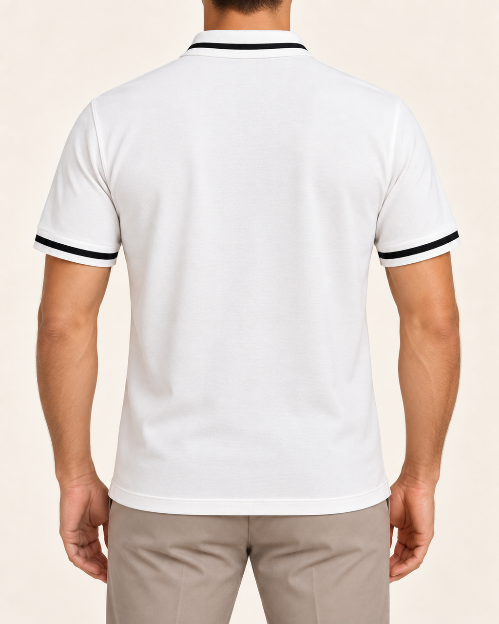 White Stripe Trim Crest Polo - view 3