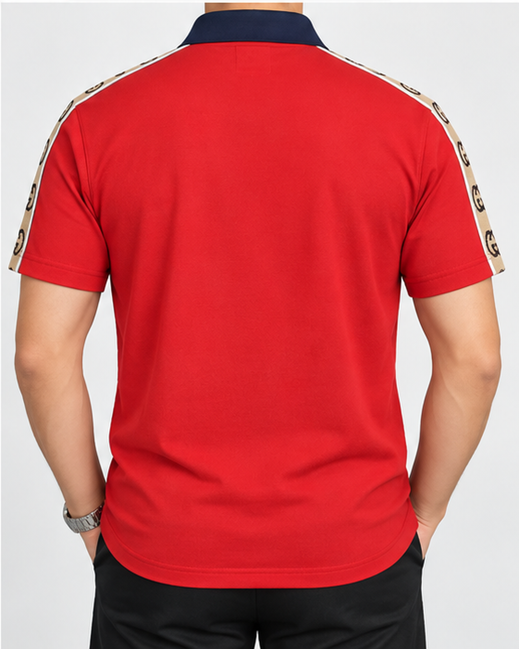 Red Shoulder-Print Polo T-Shirt - view 4