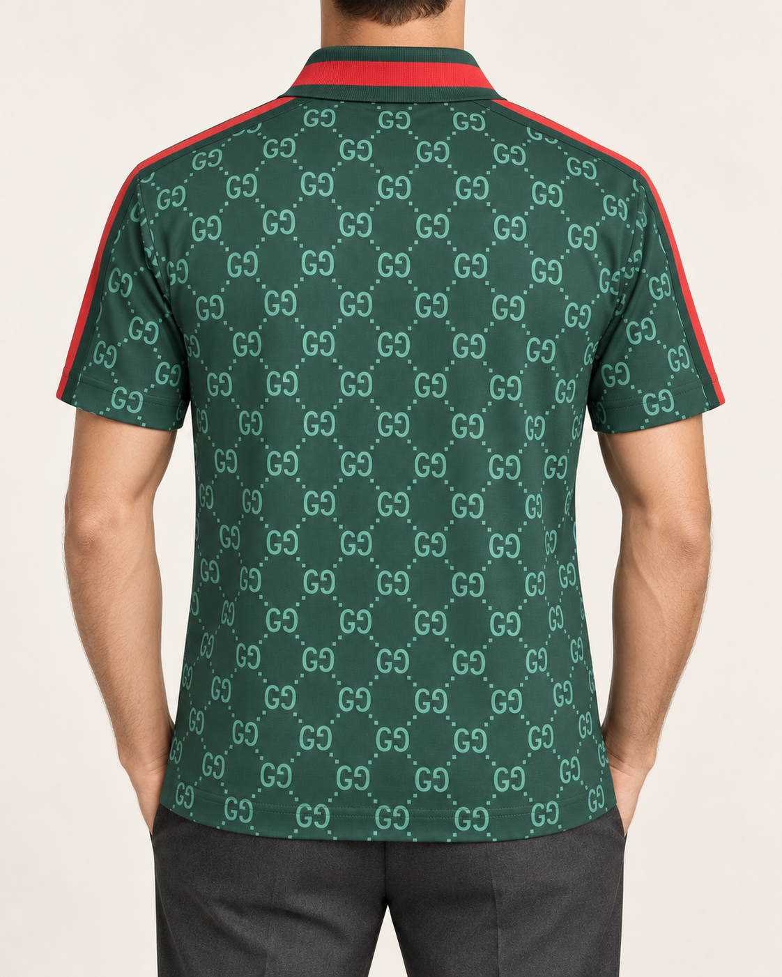 Forest Green Monogram Stripe Polo T Shirt - view 3