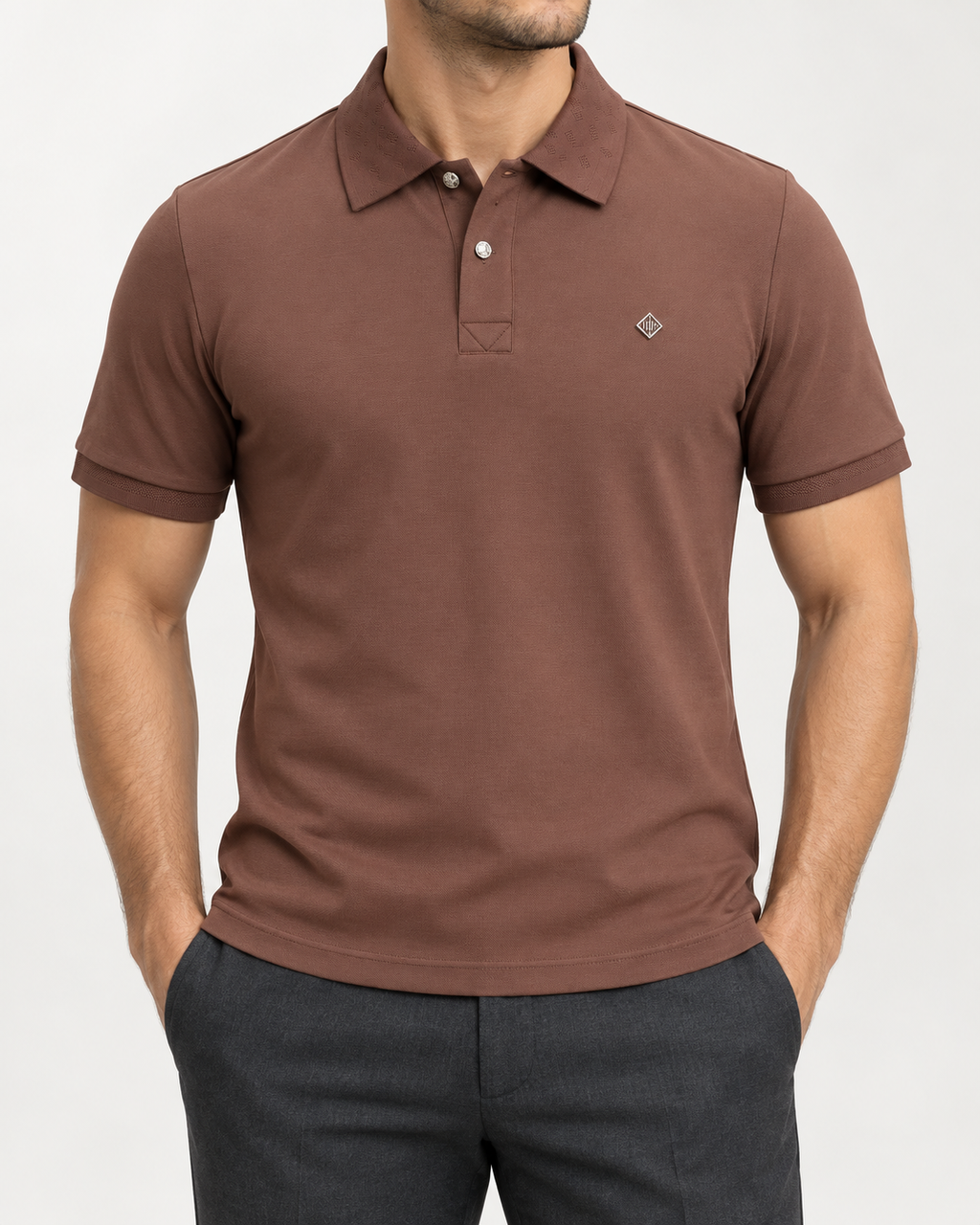 Cocoa Diamond-Badge Polo Shirt - front view
