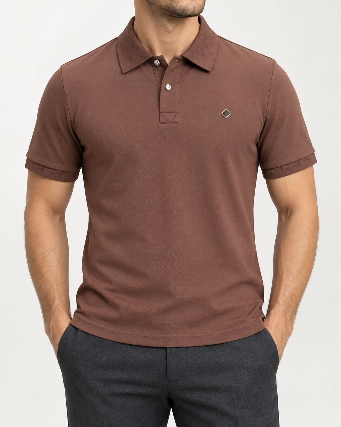 Cocoa Diamond-Badge Polo Shirt - front view