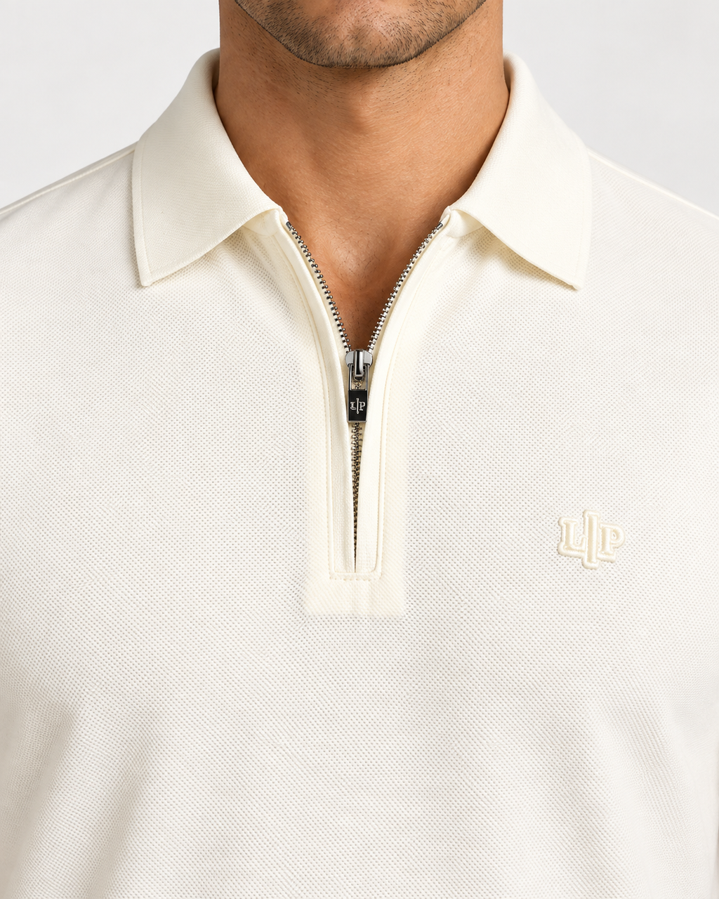 Ivory Zip-Neck Logo Polo Shirt - view 4