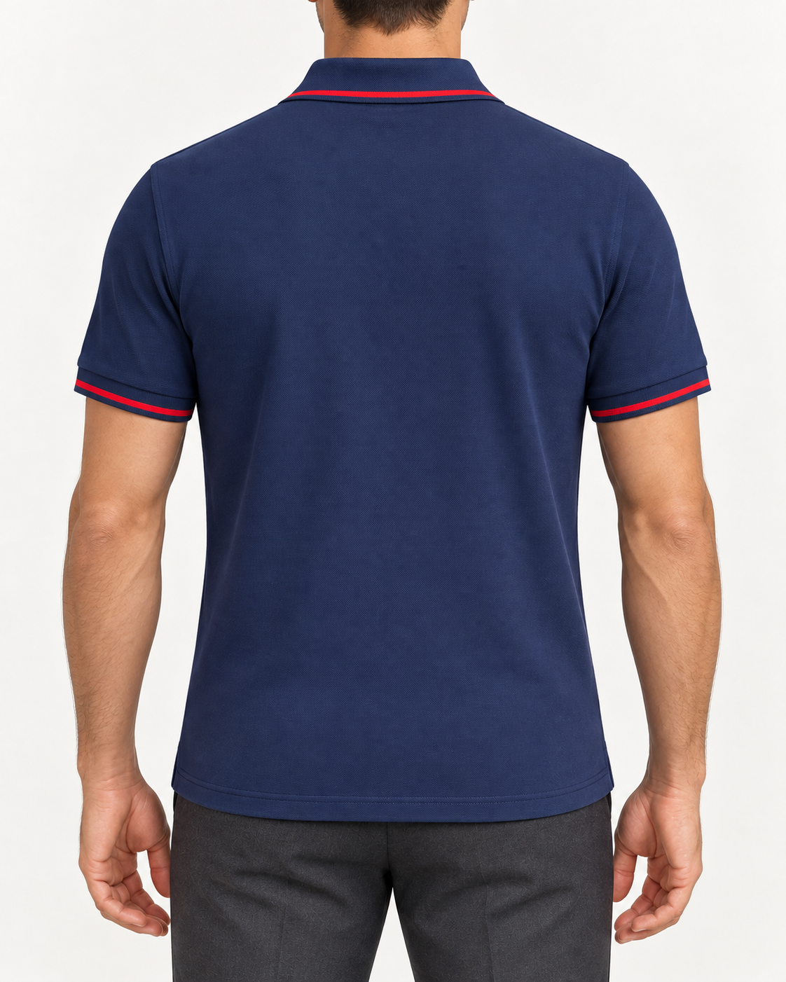 Navy Blue Red-Trim Logo Polo Shirt - view 3