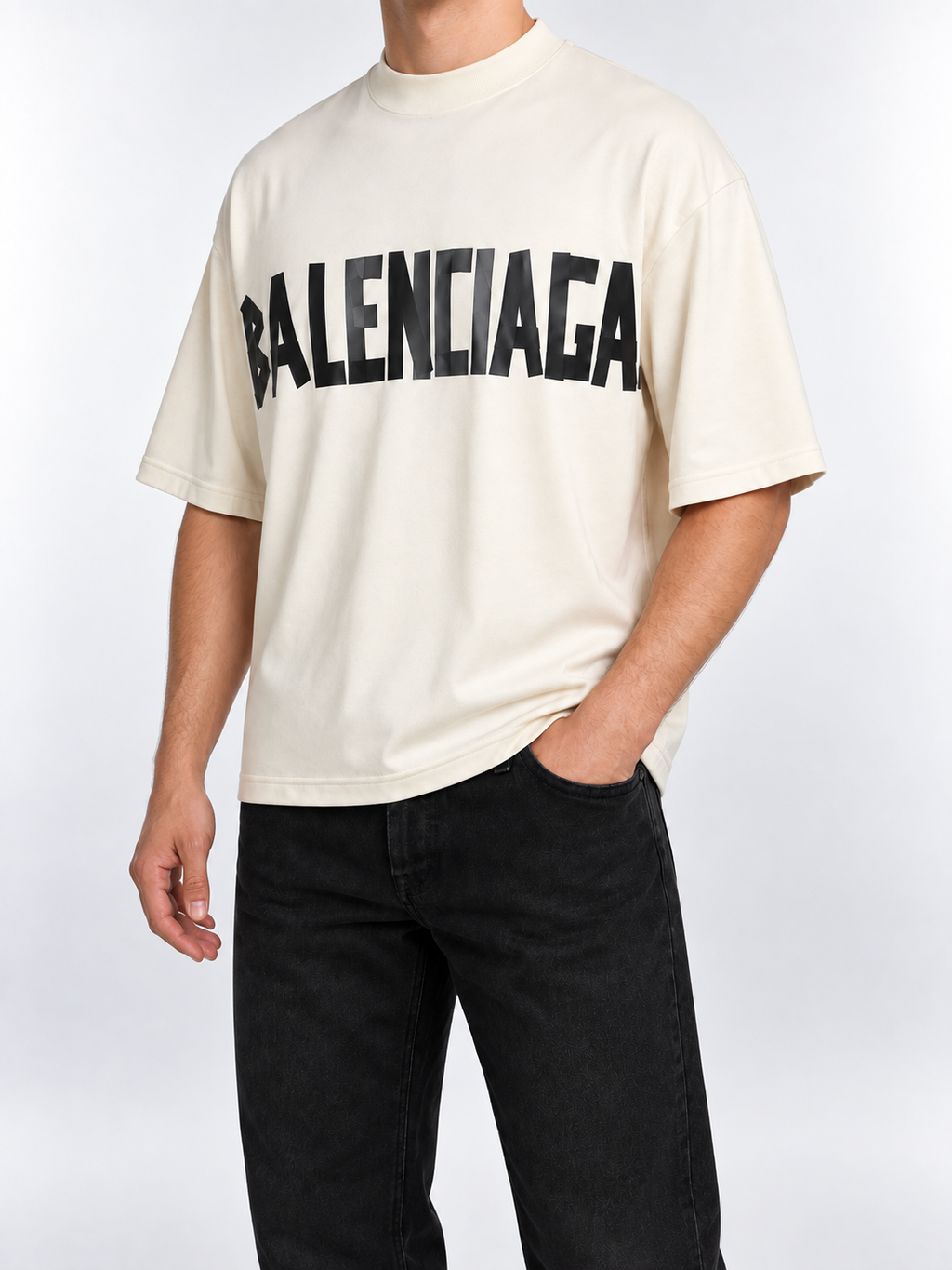 Men’s Ivory Off-Shoulder Logo T-Shirt - view 2