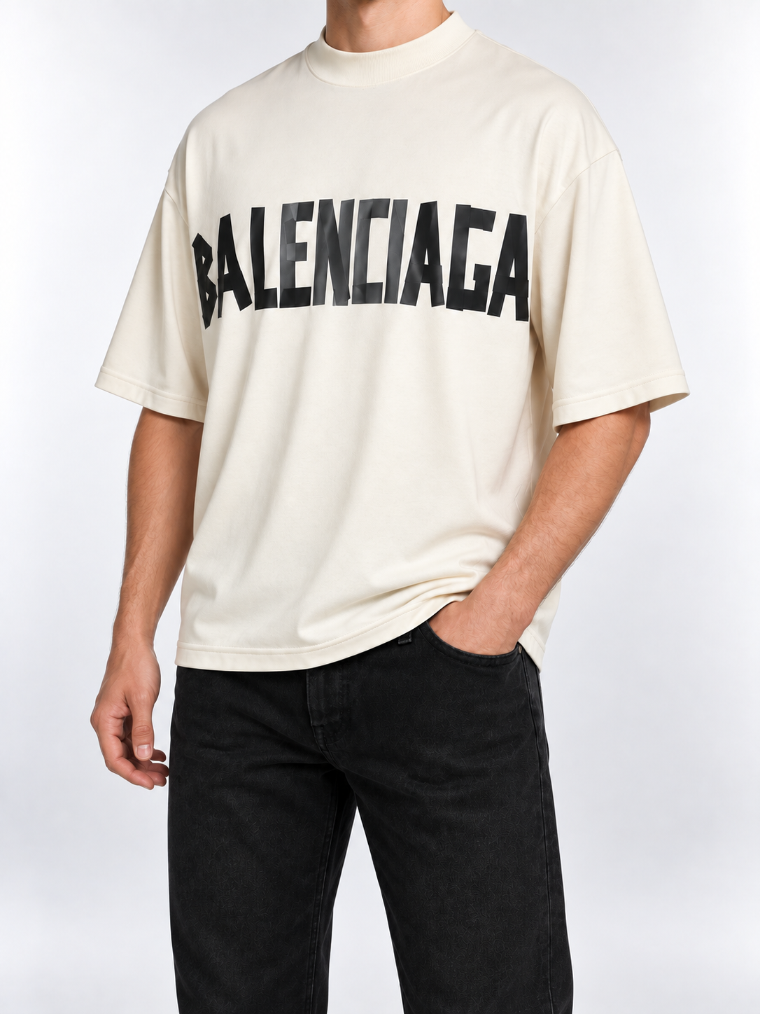 Men’s Ivory Off-Shoulder Logo T-Shirt - view 3
