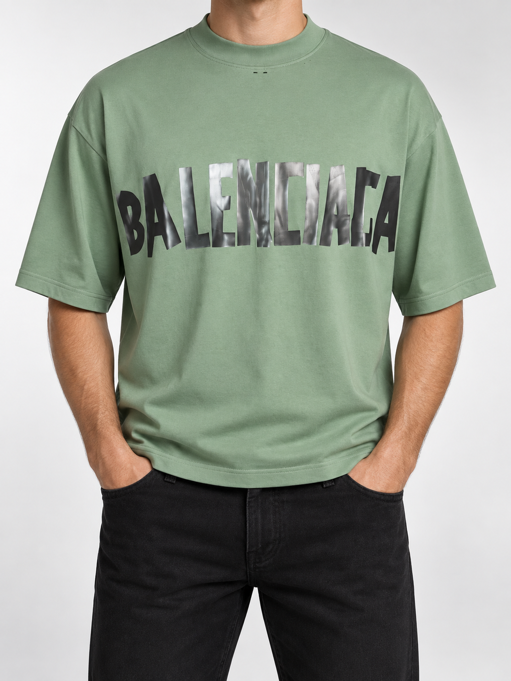 Men’s Sage Green Statement-Logo T-Shirt - front view
