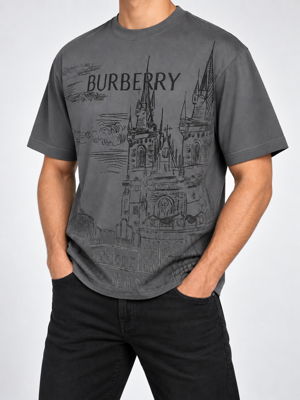 Men’s Charcoal Castle Graphic Drop-Shoulder T-Shirt - view 4