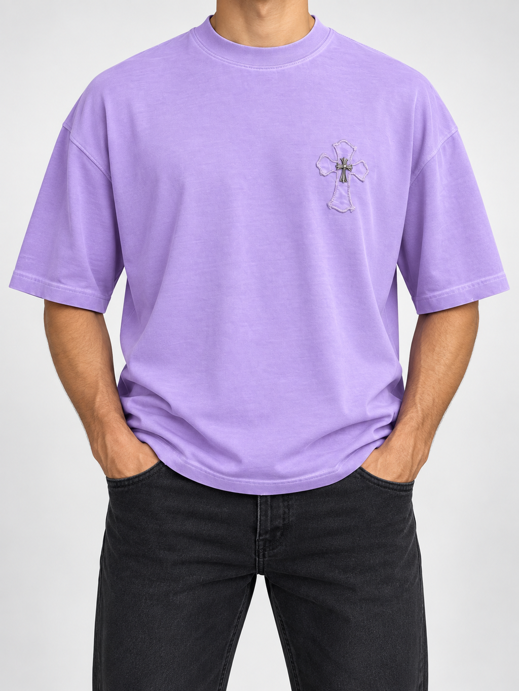 Men’s Lavender Cross-Heart T-Shirt - front view