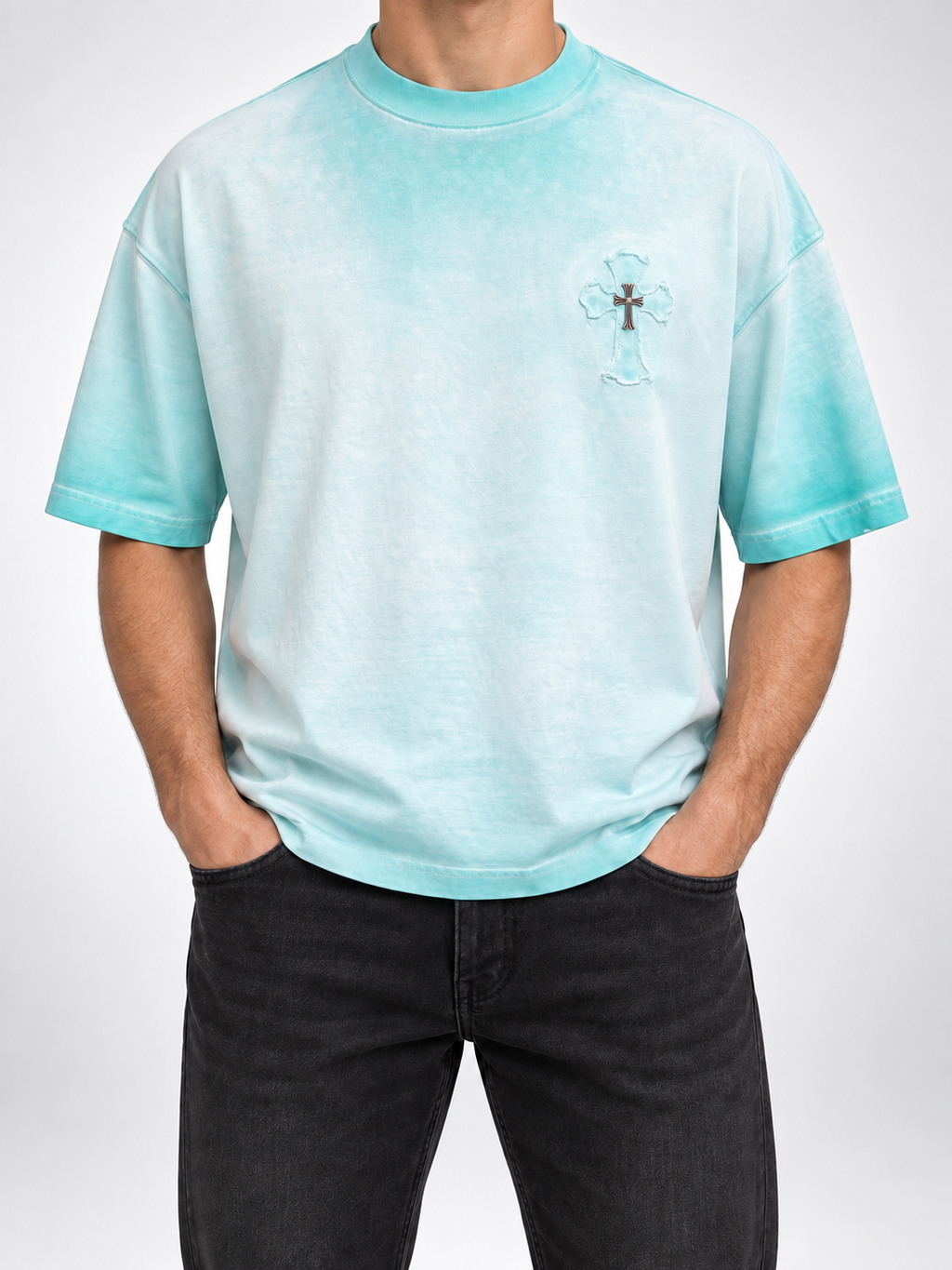 Men’s Washed Mint Cross-Heart T-Shirt - view 3