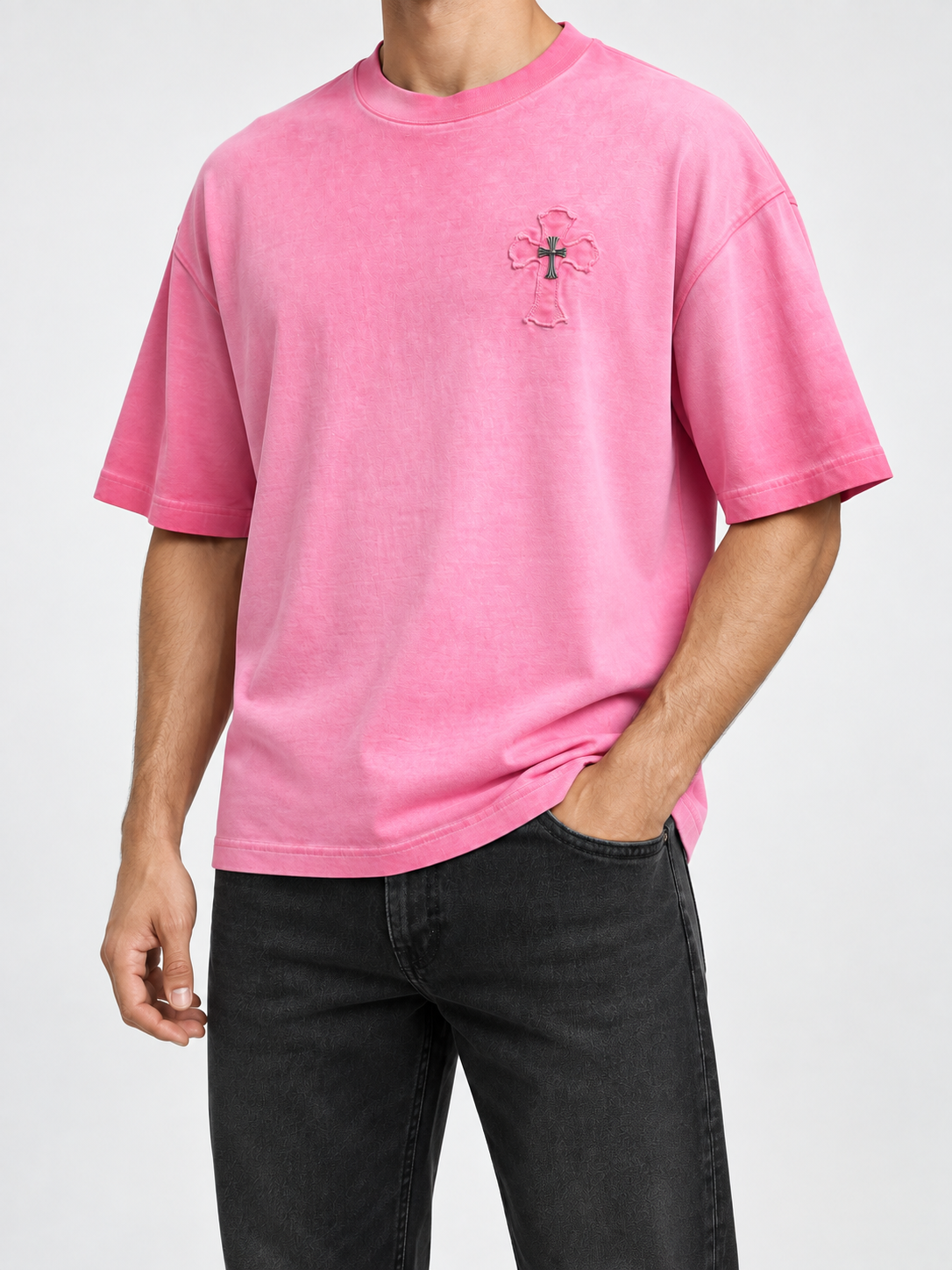 Men’s Washed Pink Cross-Heart T-Shirt - view 2