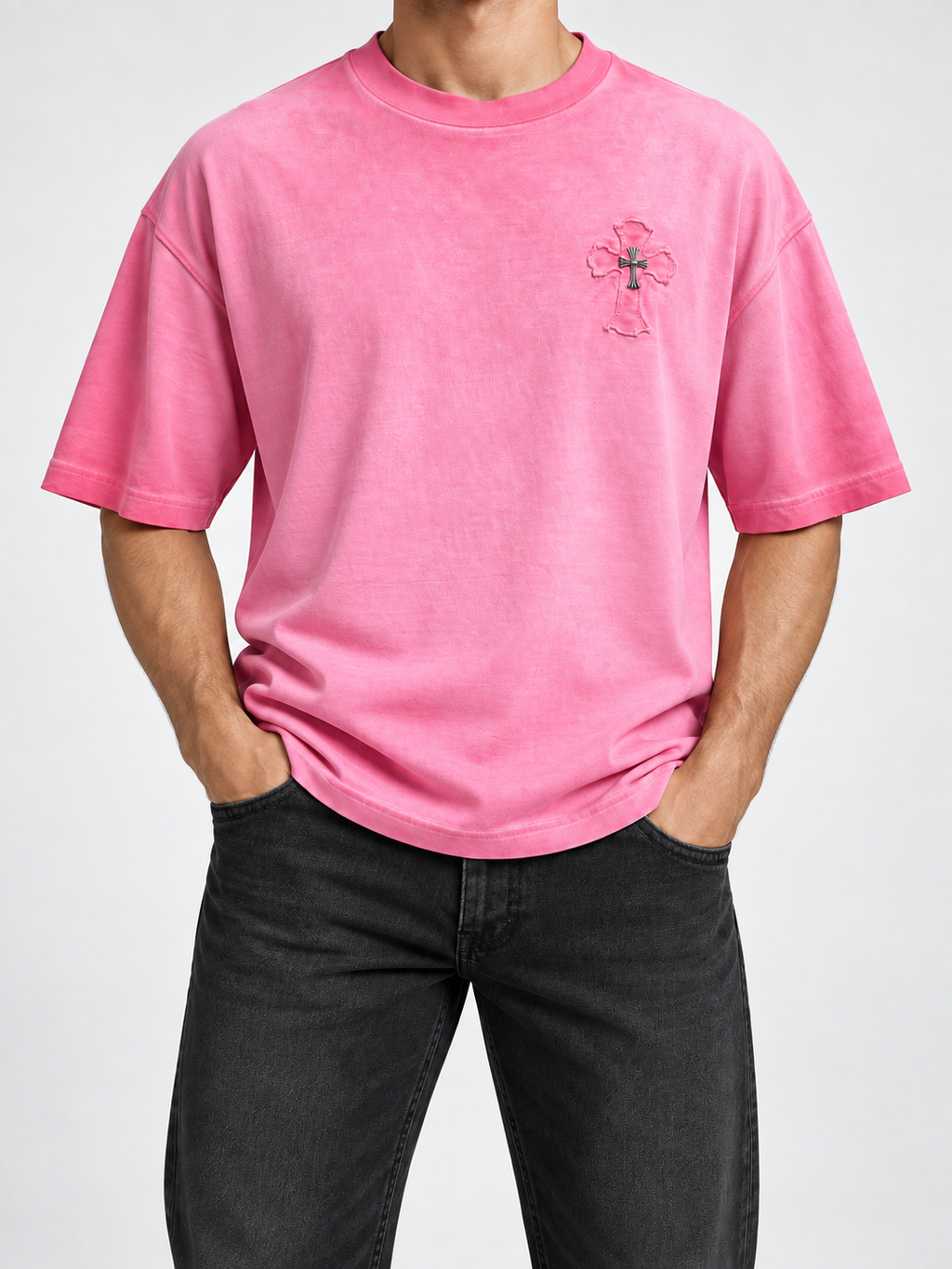 Men’s Washed Pink Cross-Heart T-Shirt - view 3