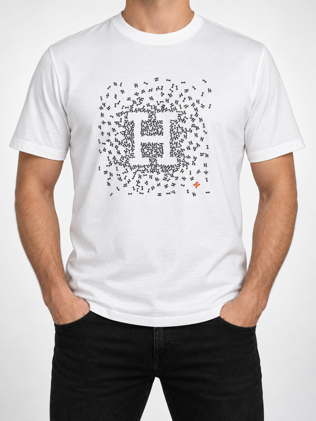 Men’s White H Mosaic T-Shirt - front view