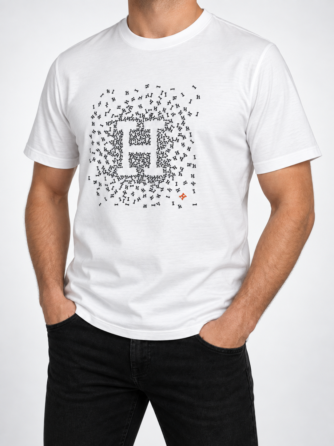 Men’s White H Mosaic T-Shirt - view 4