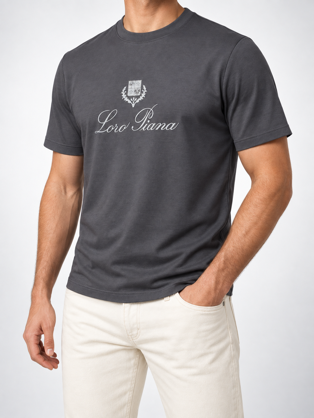 Men’s Charcoal Crest-Script T-Shirt - view 2