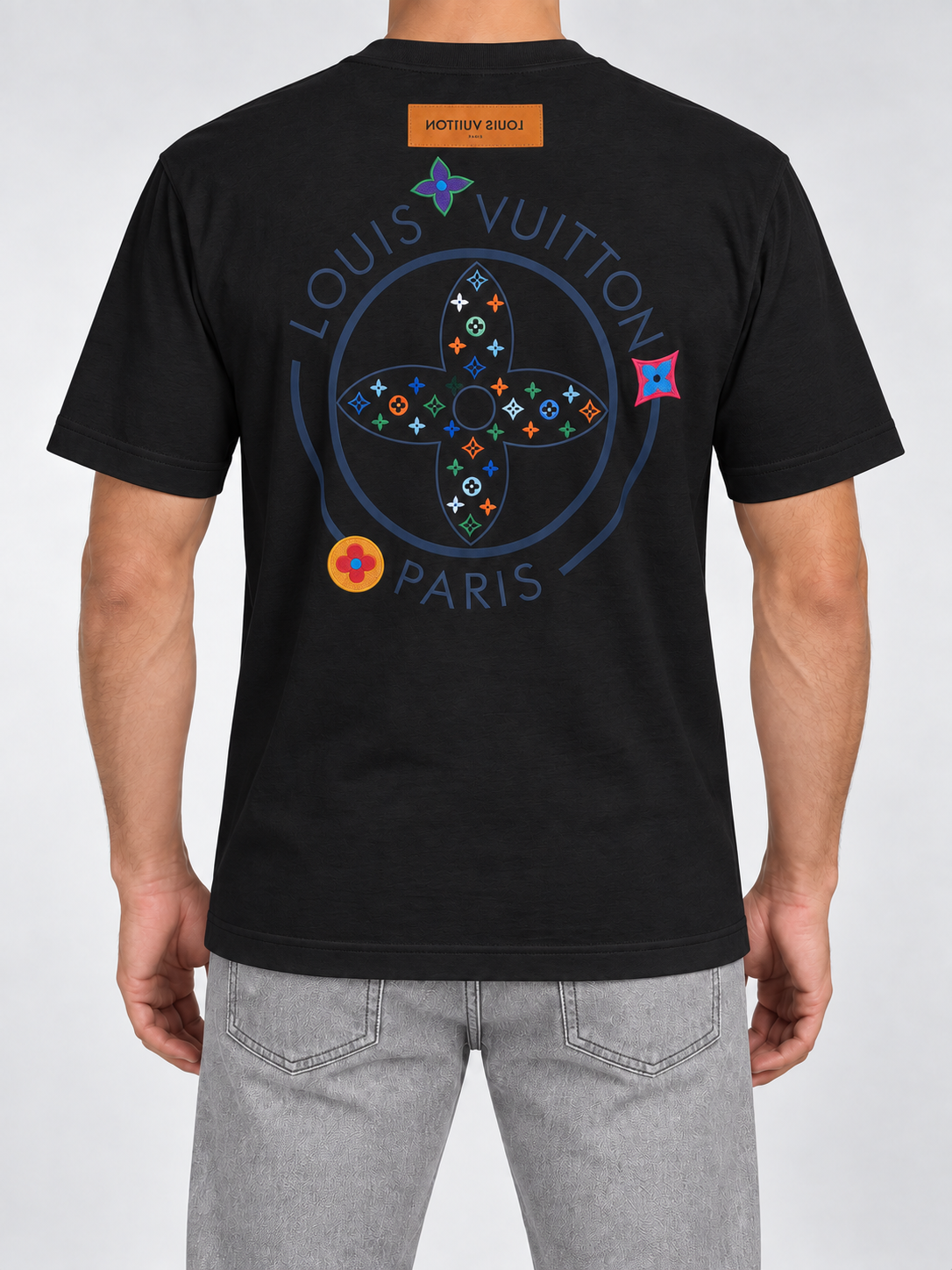 Men’s Black Multicolour Monogram T-Shirt - view 4