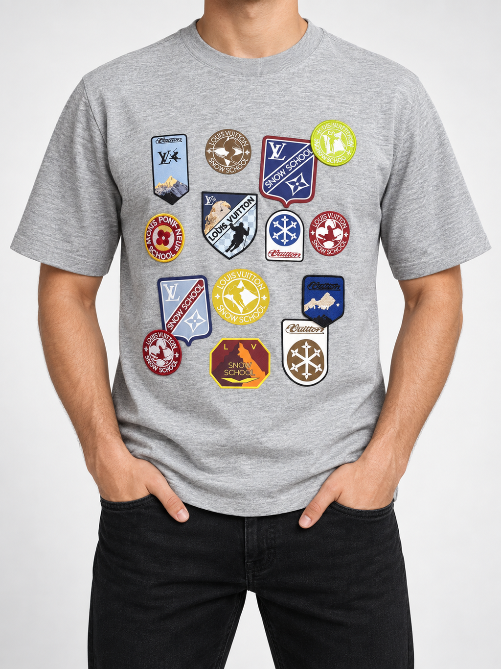 Men’s Grey Snow-Badge T-Shirt - front view