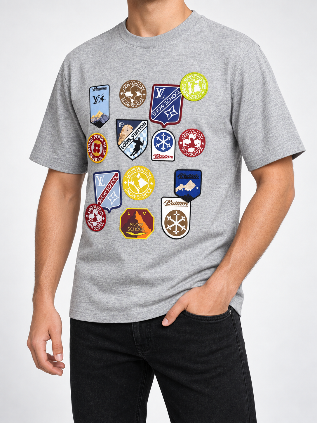 Men’s Grey Snow-Badge T-Shirt - view 2