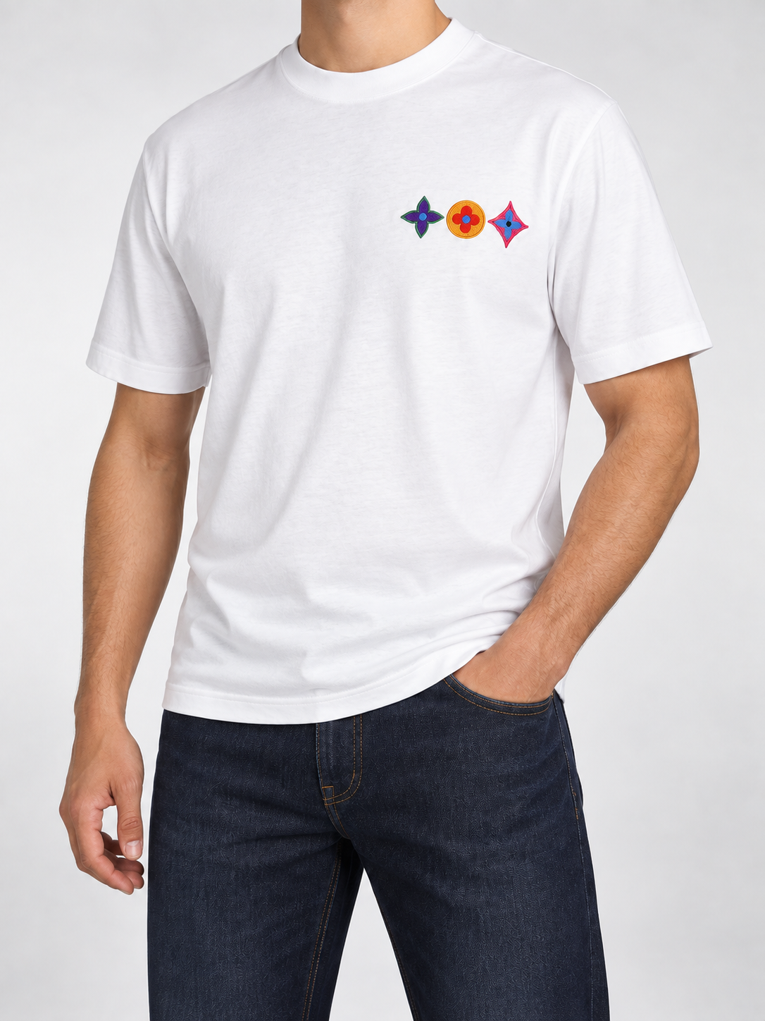 Men’s White Multicolour Monogram T-Shirt - view 3