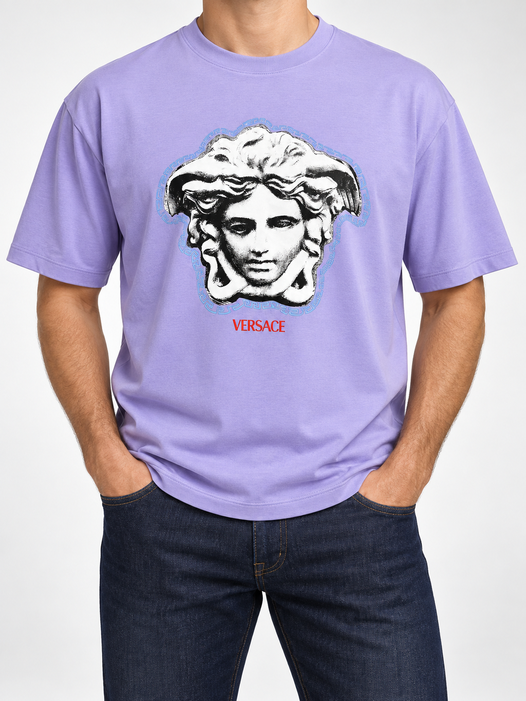 Men’s Lavender Medusa Drop-Shoulder T-Shirt - front view