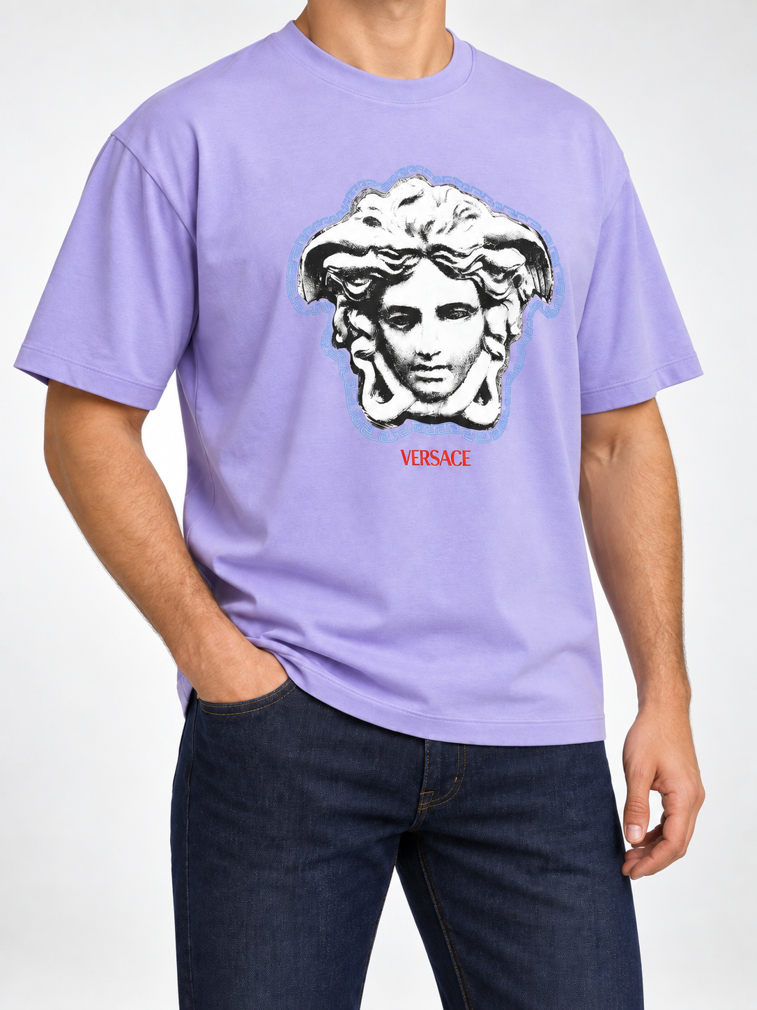 Men’s Lavender Medusa Drop-Shoulder T-Shirt - view 3