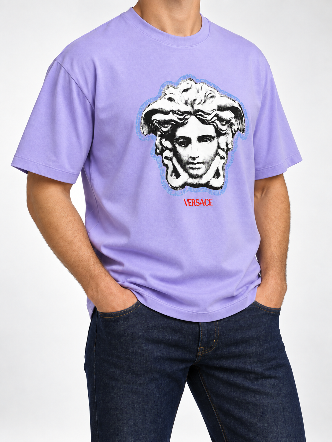 Men’s Lavender Medusa Drop-Shoulder T-Shirt - view 4