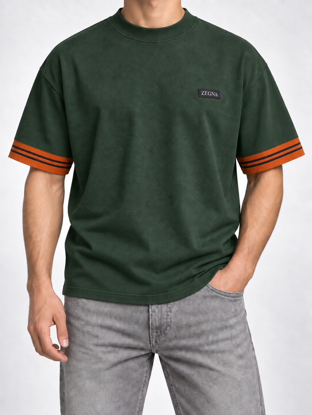 Men’s Green Orange-Cuff T-Shirt - view 3