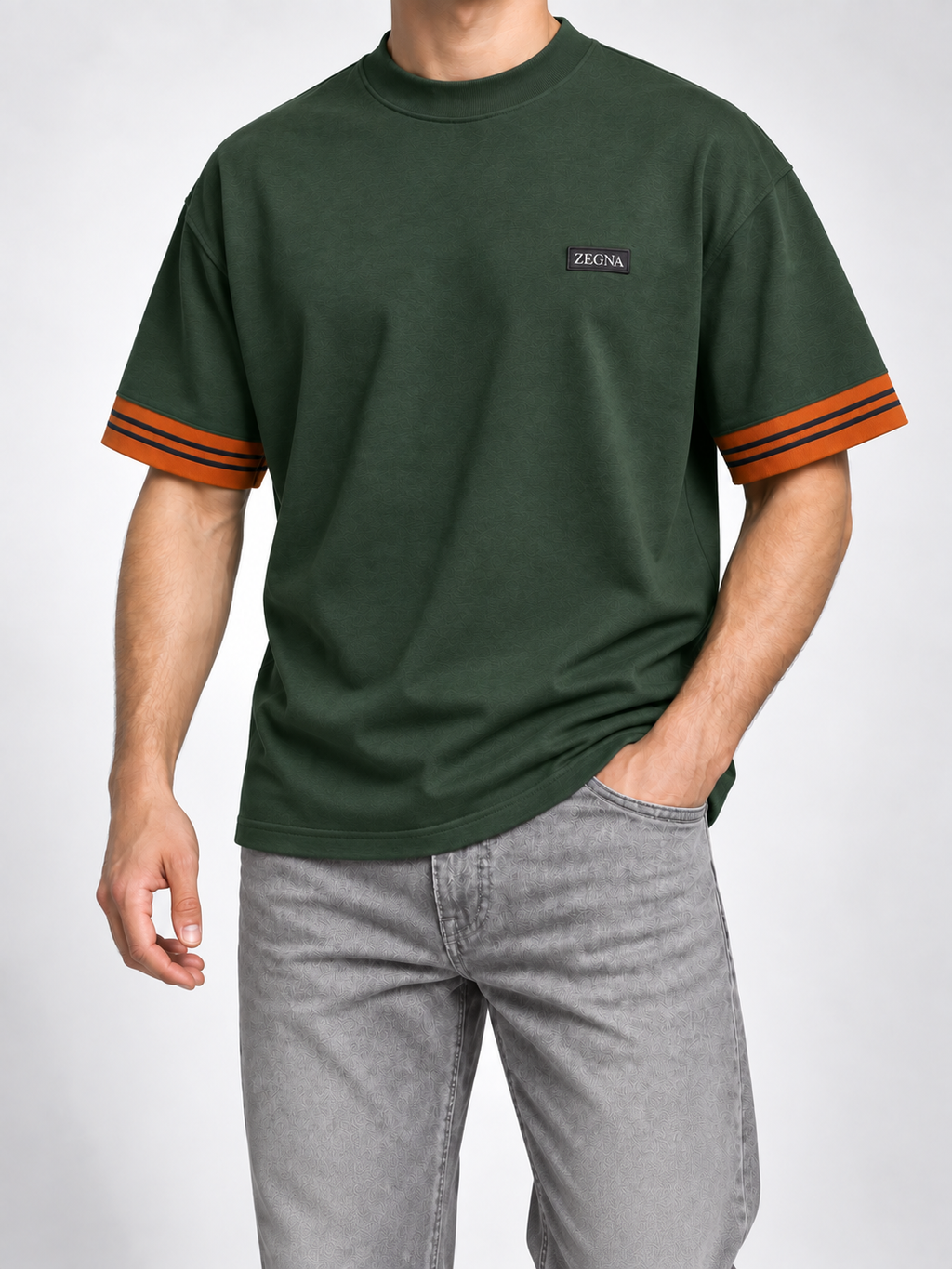 Men’s Green Orange-Cuff T-Shirt - view 4