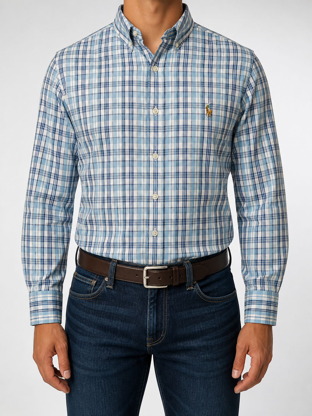 Men’s Blue Multicheck Shirt - front view