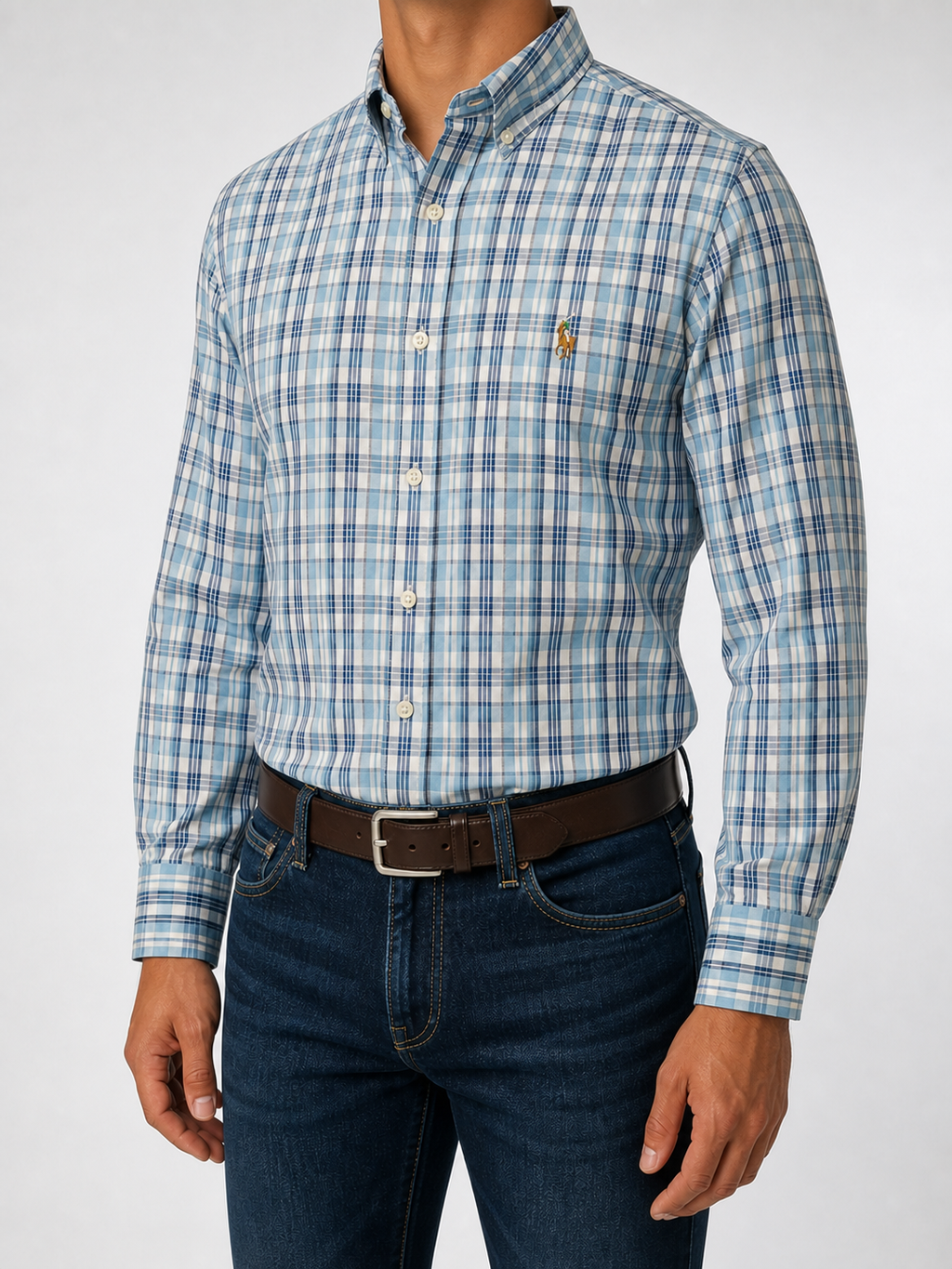 Men’s Blue Multicheck Shirt - view 2
