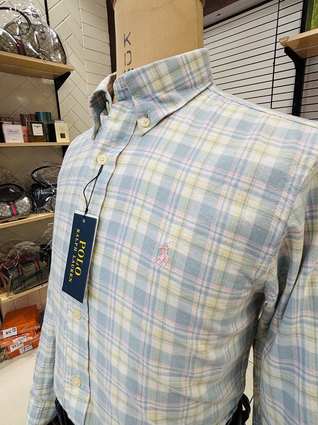 Men’s Pastel Blue Plaid Shirt - view 3