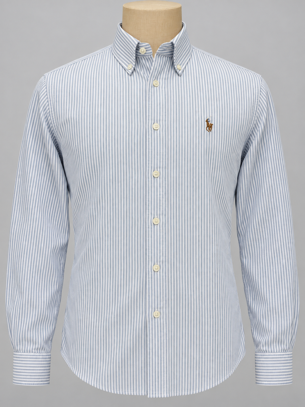 Men’s Sky Blue Fine-Stripe Shirt - front view