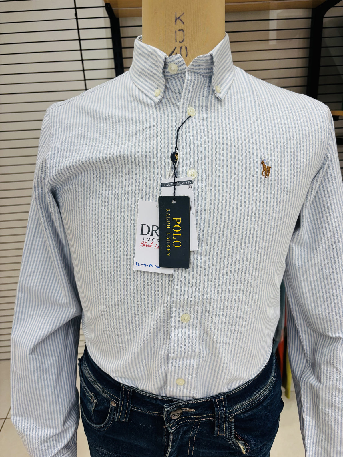 Men’s Sky Blue Fine-Stripe Shirt - view 3