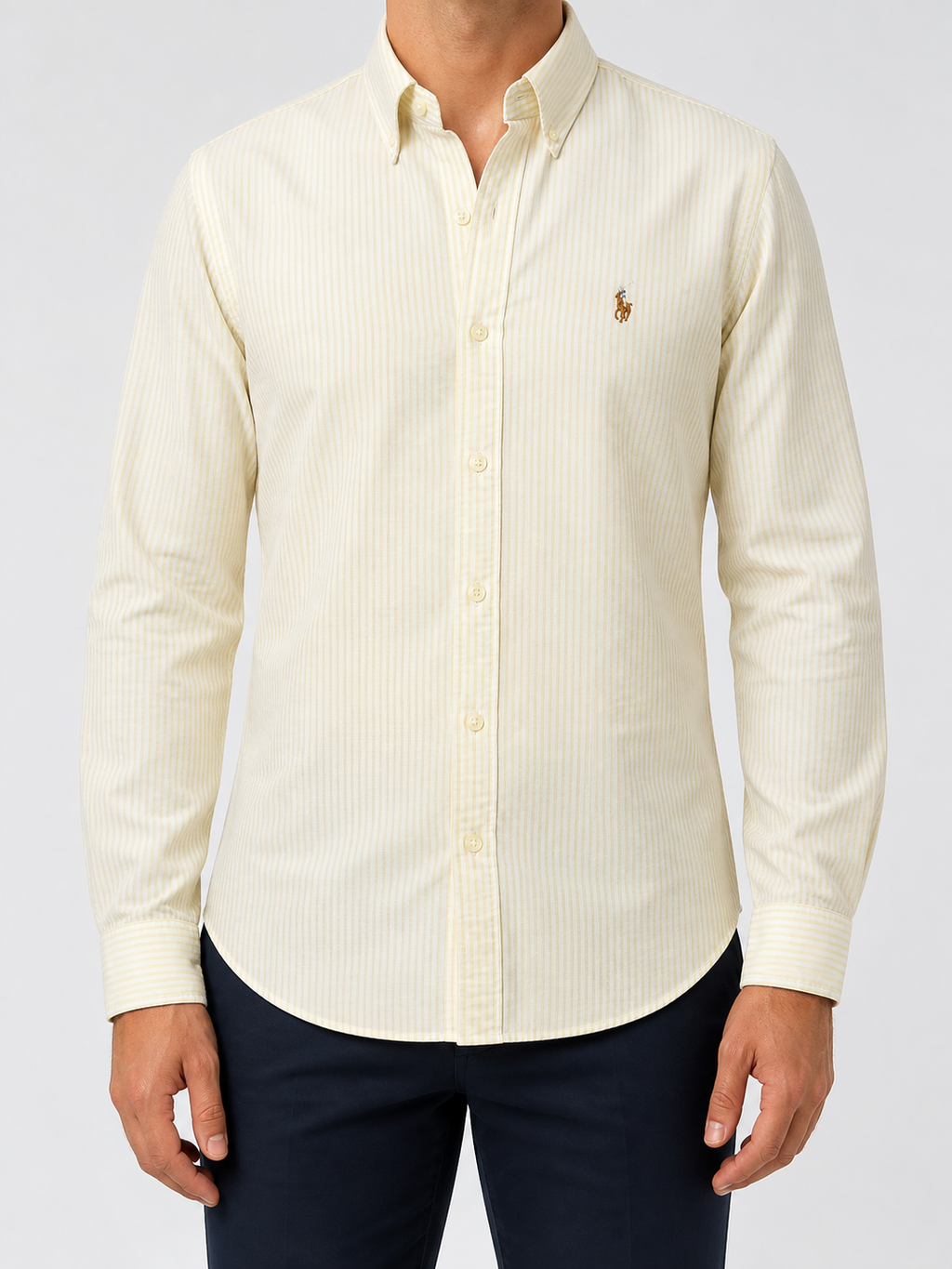 Men’s Pastel Yellow Pinstripe Shirt - front view