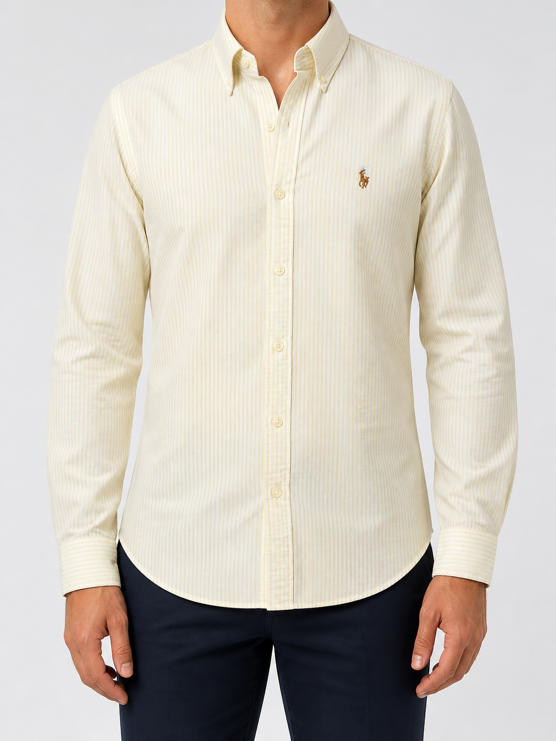 Men’s Pastel Yellow Pinstripe Shirt - front view