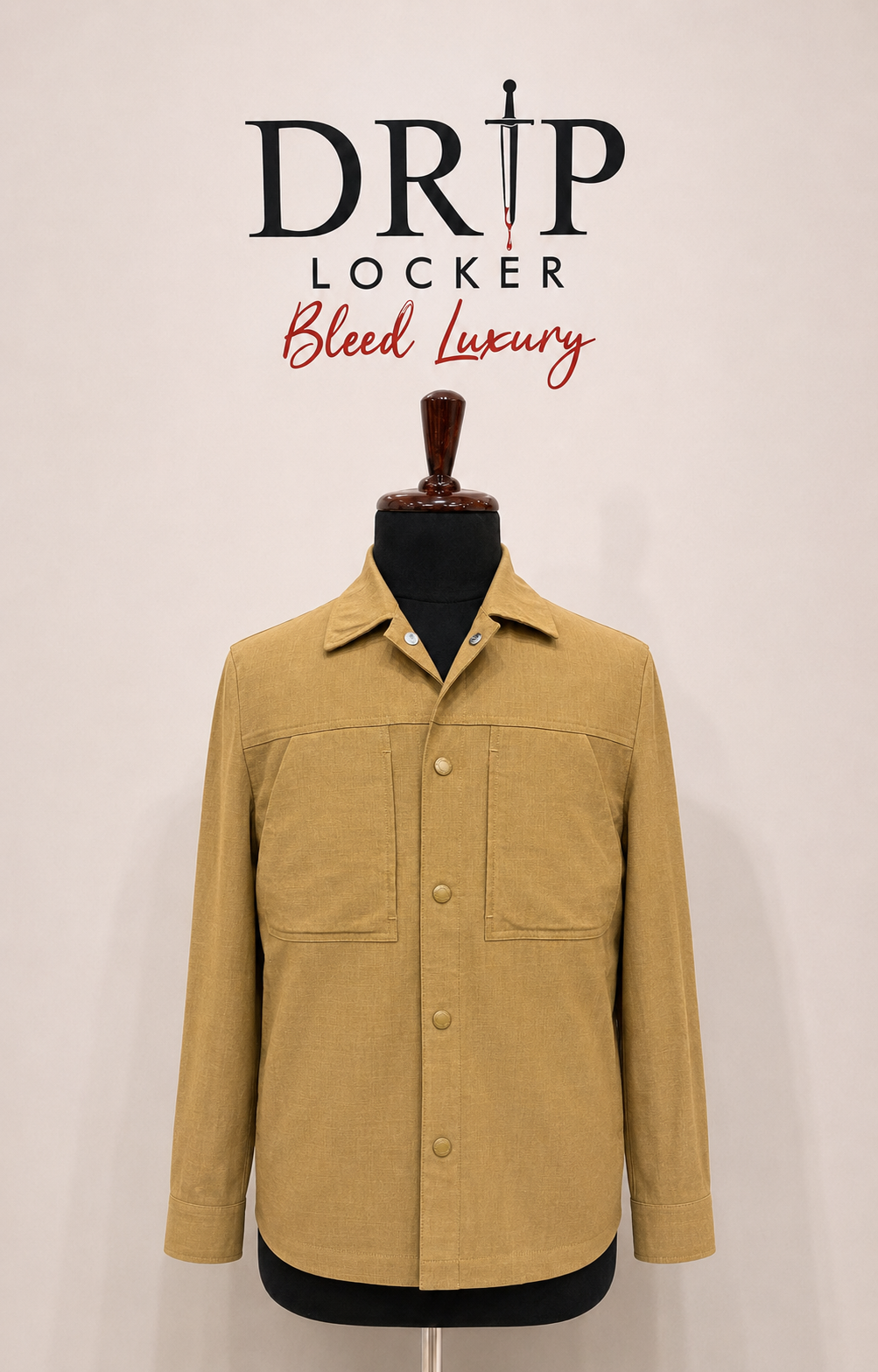 Mustard Camel Two-Pocket Overshirt - front view