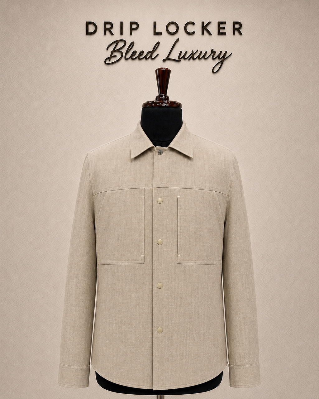 Cream Two-Pocket Overshirt - front view