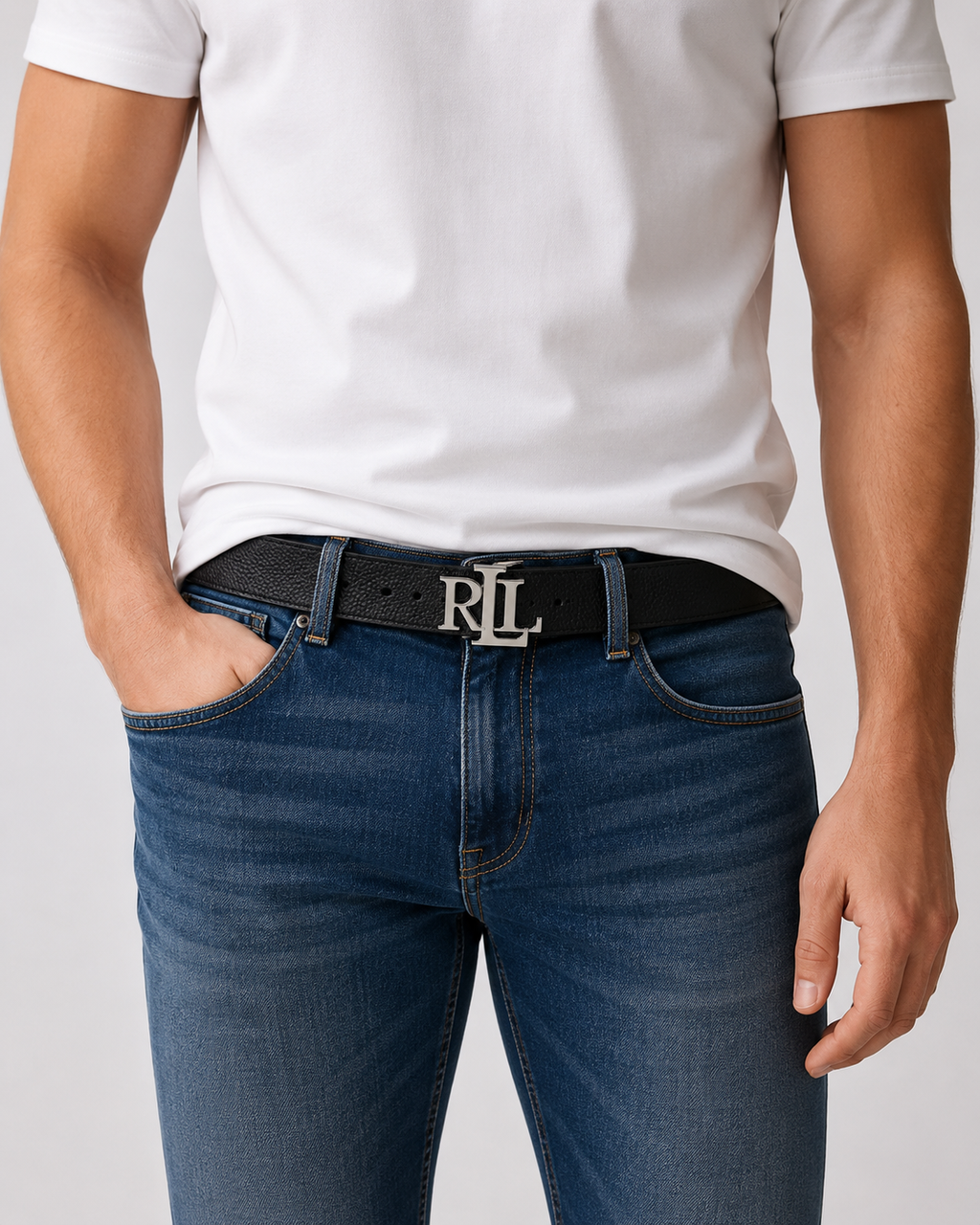 Black and Blue Reversible Silver-Tone Logo Buckle Belt - view 6