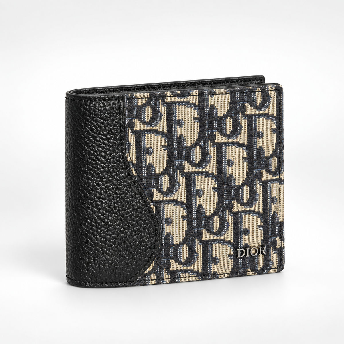 Black Navy Split Panel Bifold Wallet - front view