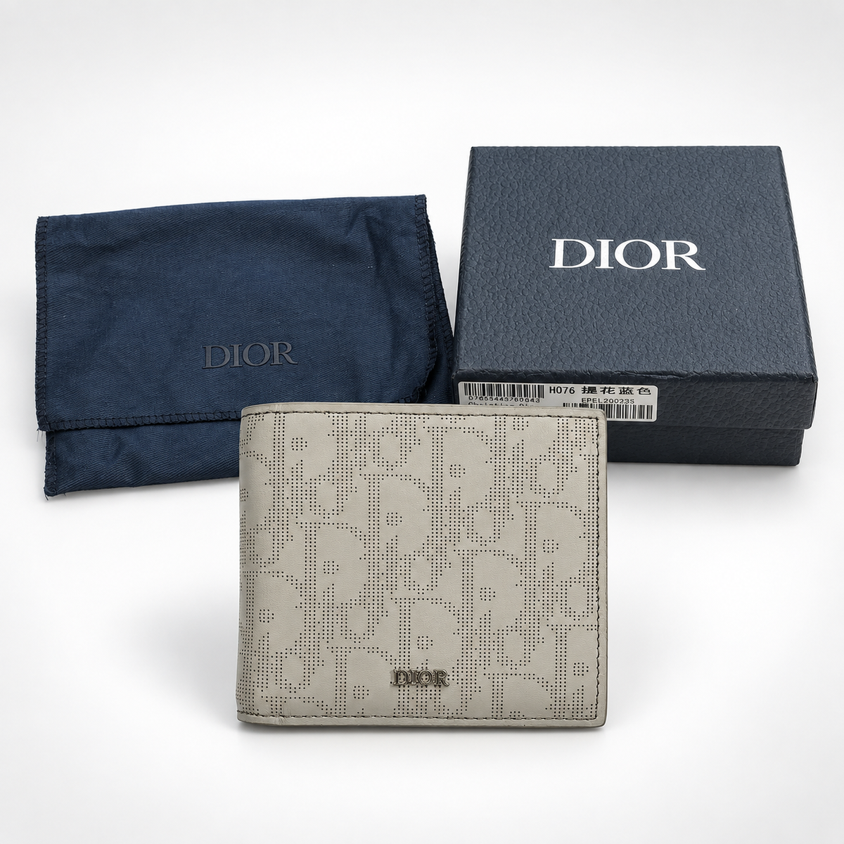 Dove Grey Perforated Monogram Bifold Wallet - view 4