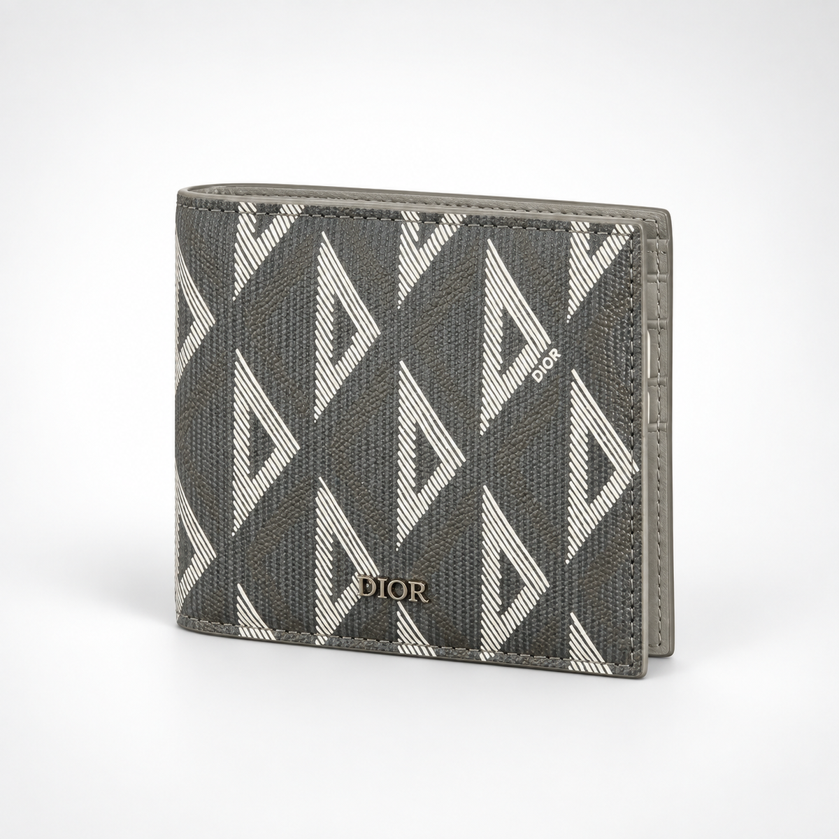 Grey White Geometric Bifold Wallet - front view