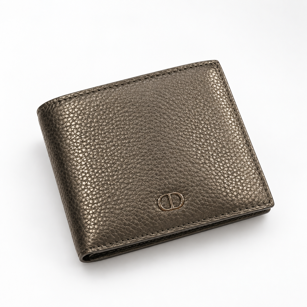 Metallic Pewter Grained Bifold Wallet - view 3