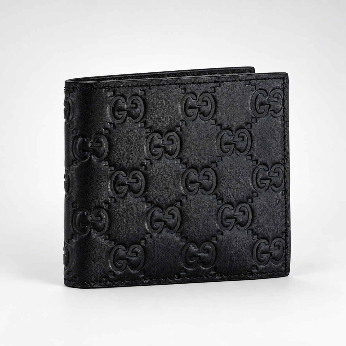 Black Embossed Bifold Wallet - front view