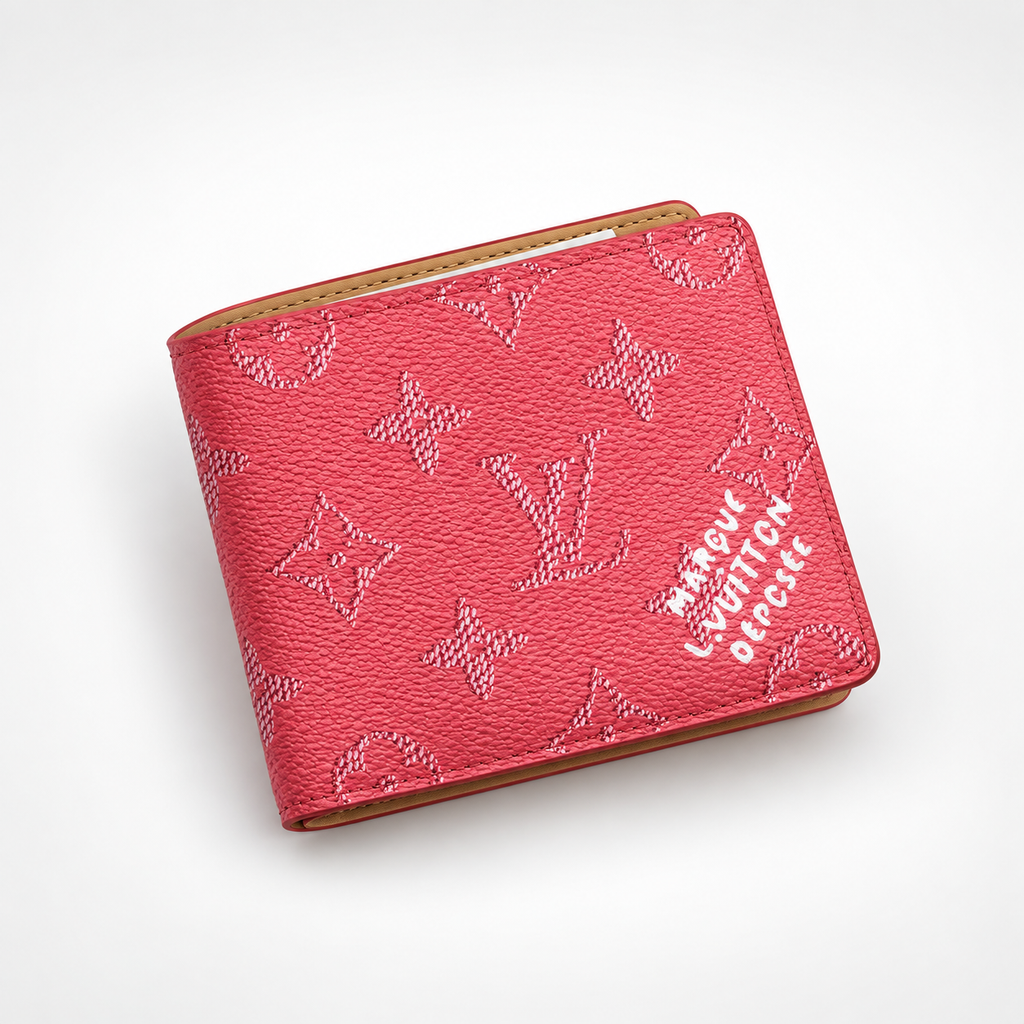 Coral Pink Monogram Bifold Wallet - view 3